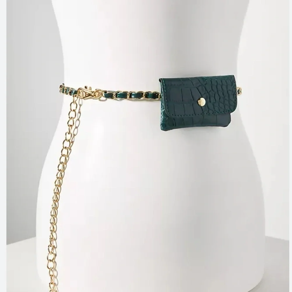 Anthropologie  Green Chain Belt Coin Pouch l/XL